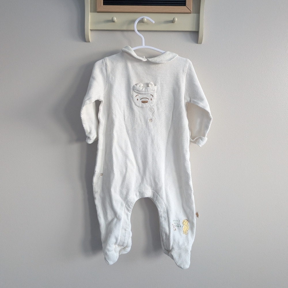 Adorable White Baby Footie